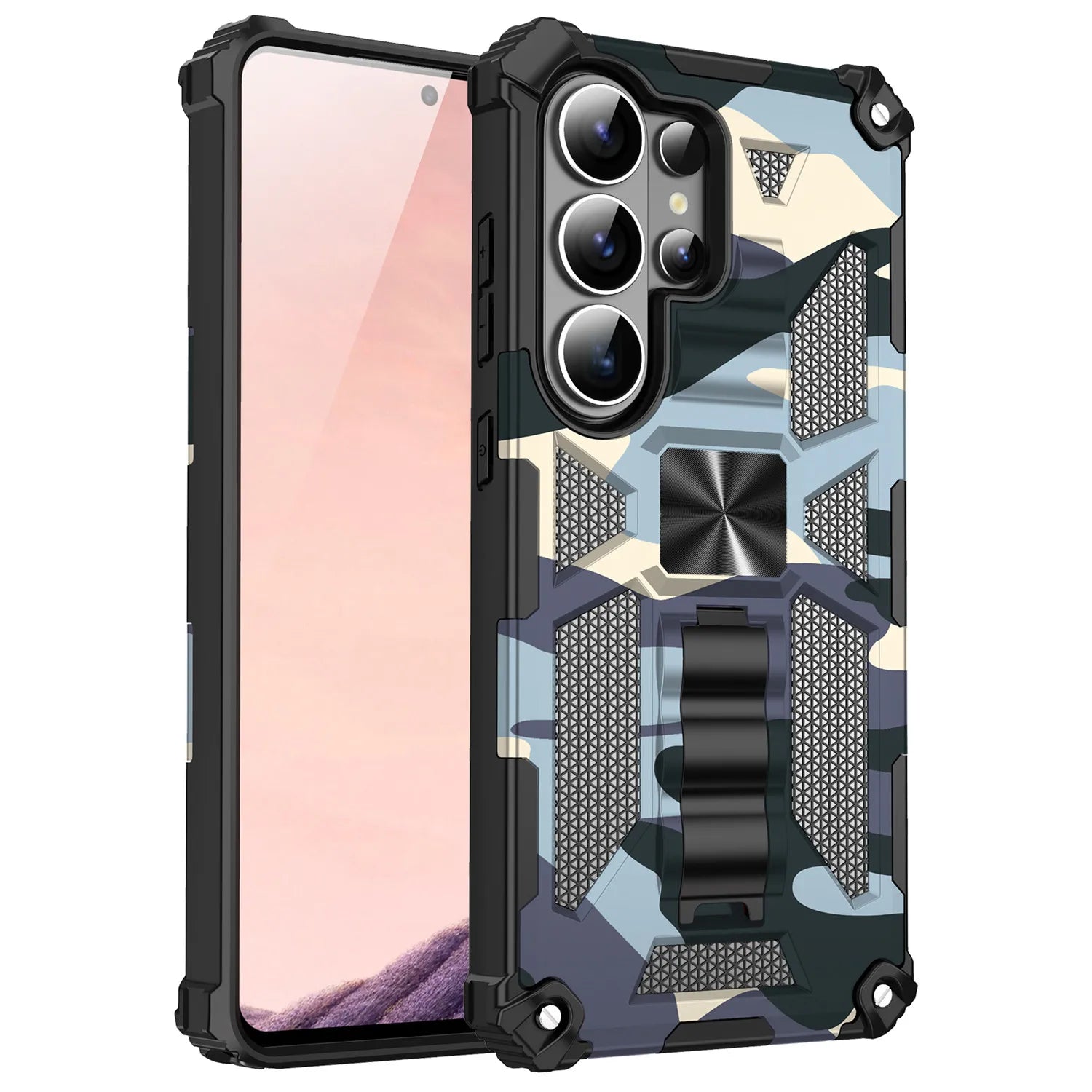 Camouflage Military Armor Case with Kickstand for Samsung Galaxy S26 Series