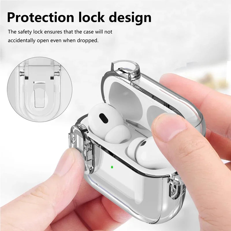 TPU+PC Clear Protective Shell with Keychain for AirPods