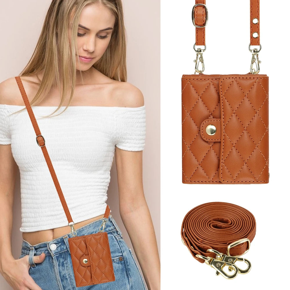 Anti-Drop Leather Wallet Case with Crossbody Strap and Card Holder for Samsung Galaxy Z Flip 7