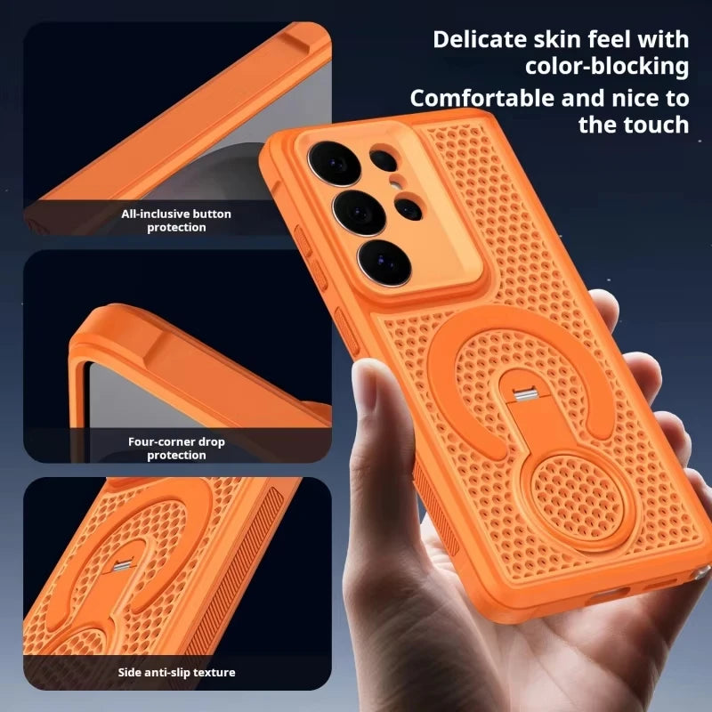 Heat Dissipation Magnetic Case with Adjustable Kickstand for Samsung Galaxy S26 Series