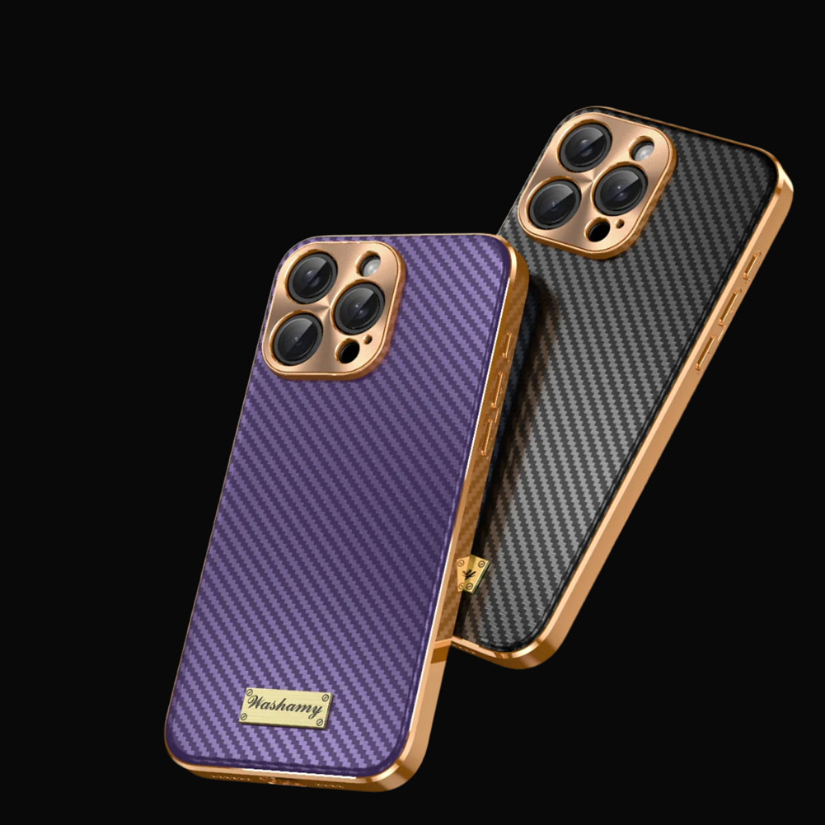Premium 3D Carbon Fiber Plated Leather Phone Case with Alloy Shockproof Lens Protection for iPhone 16 Series