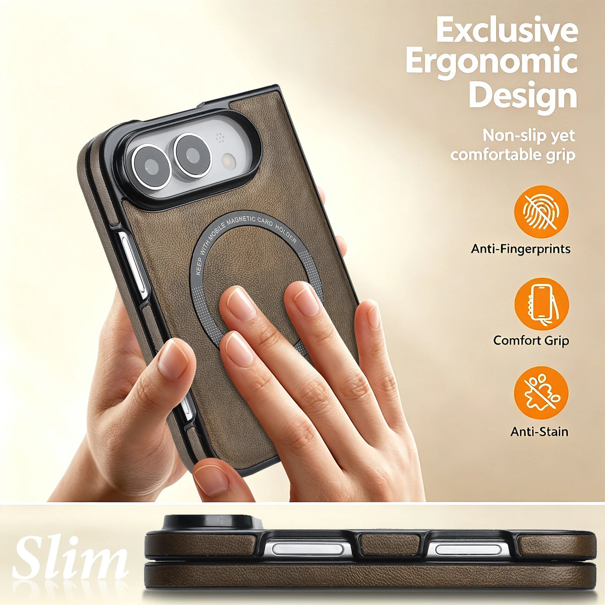 Premium Leather MagSafe Case with Raised Camera Protection for iPhone Duo