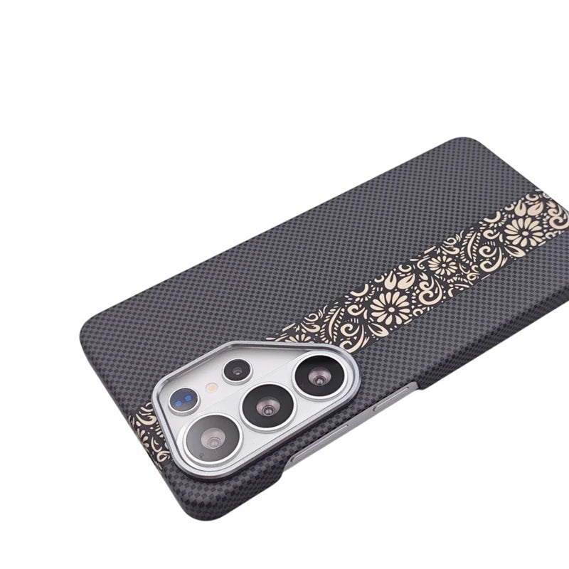 Carbon Fiber Matte Magnetic Case with Raised Lens Protection for Samsung Galaxy S24 Ultra