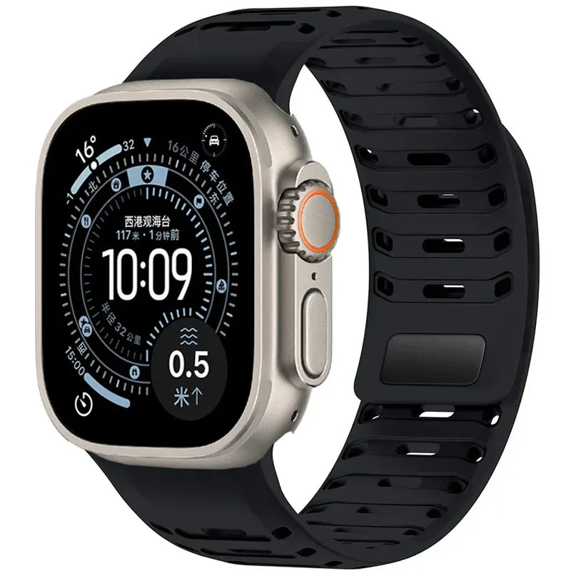 Breathable Silicone Band with Magnetic Clasp for Apple Watch