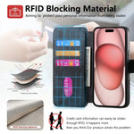 Magnetic Leather Wallet Case with Detachable Card Slot for iPhone 15 Series