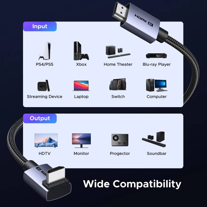 UGREEN HDMI 2.1 8K 60Hz Ultra High Speed Right-Angle Cable