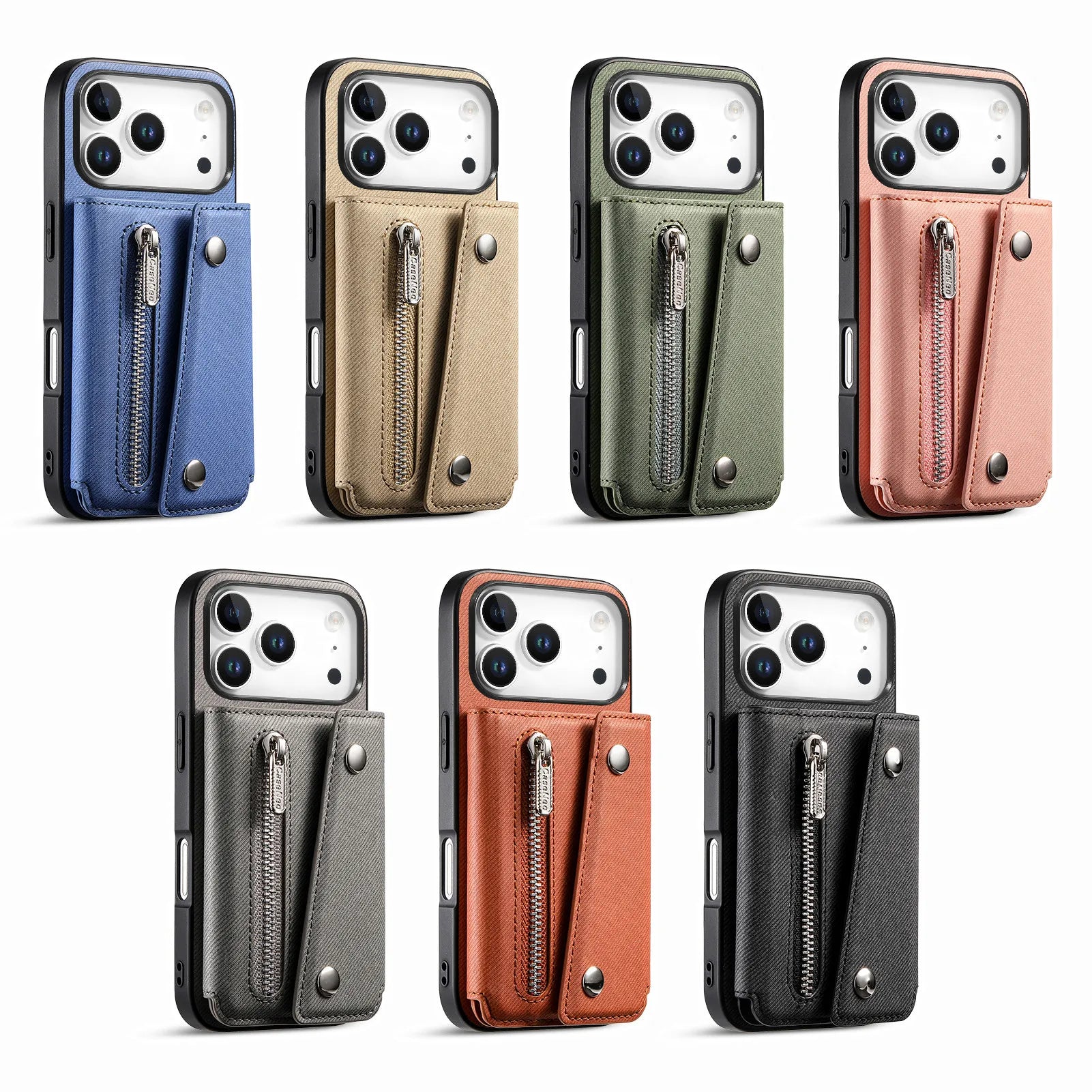 MagSafe Compatible Leather Case with Detachable Zipper Pocket for iPhone 17 Series