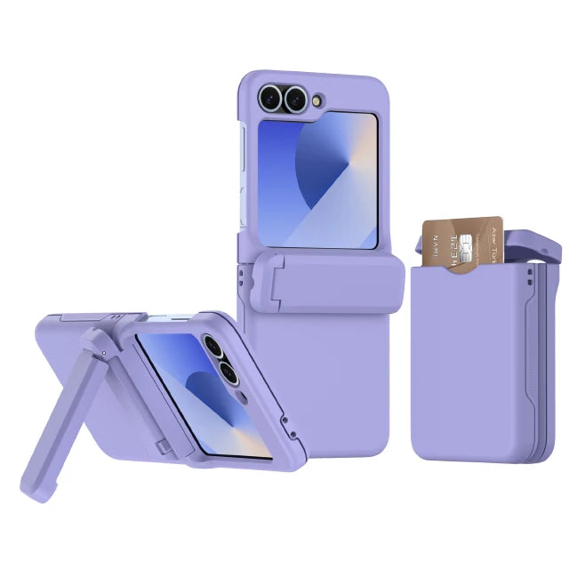 Shockproof Hard Shell Case with Magnetic Hinge Protection & Card Slot for Samsung Galaxy Z Flip 6