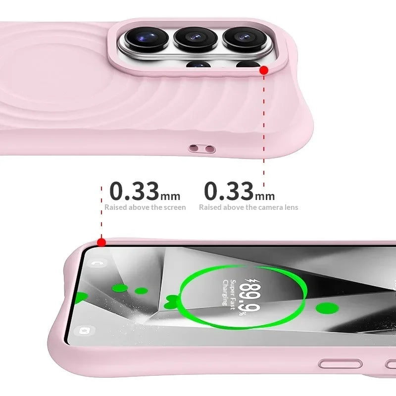 Liquid Silicone Magnetic Case with Raised Edge Protection for Samsung Galaxy S25 Series