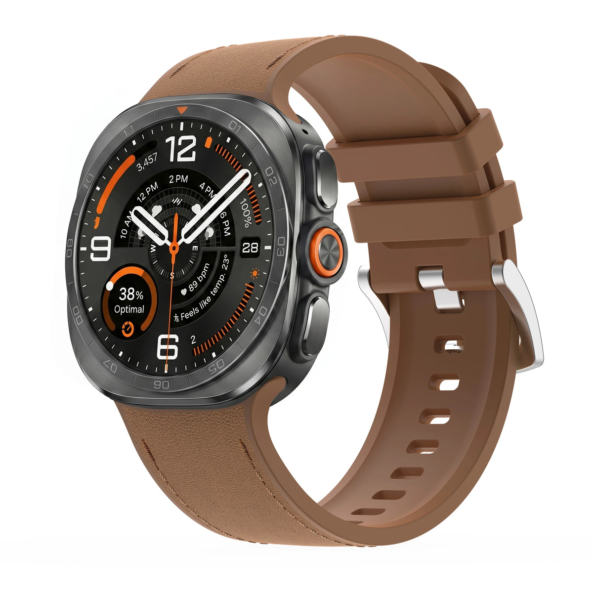 Hybrid Leather and Silicone Watch Band with Quick-Release Connectors for Samsung Galaxy Watch Ultra 2