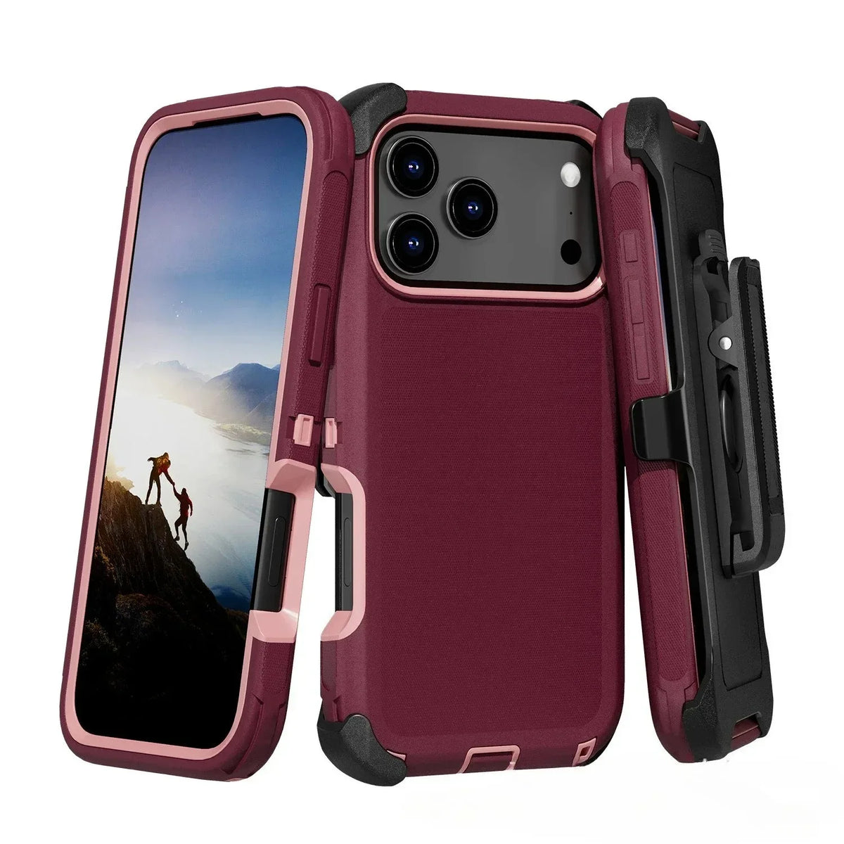 Shockproof Three-Layer Armor Case with Raised Camera Ring for iPhone 18 Series