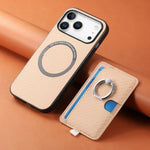 Premium 2-in-1 Carbon Fiber Pattern MagSafe Case with Built-In Card Slot & Ring Holder for iPhone 17 Series