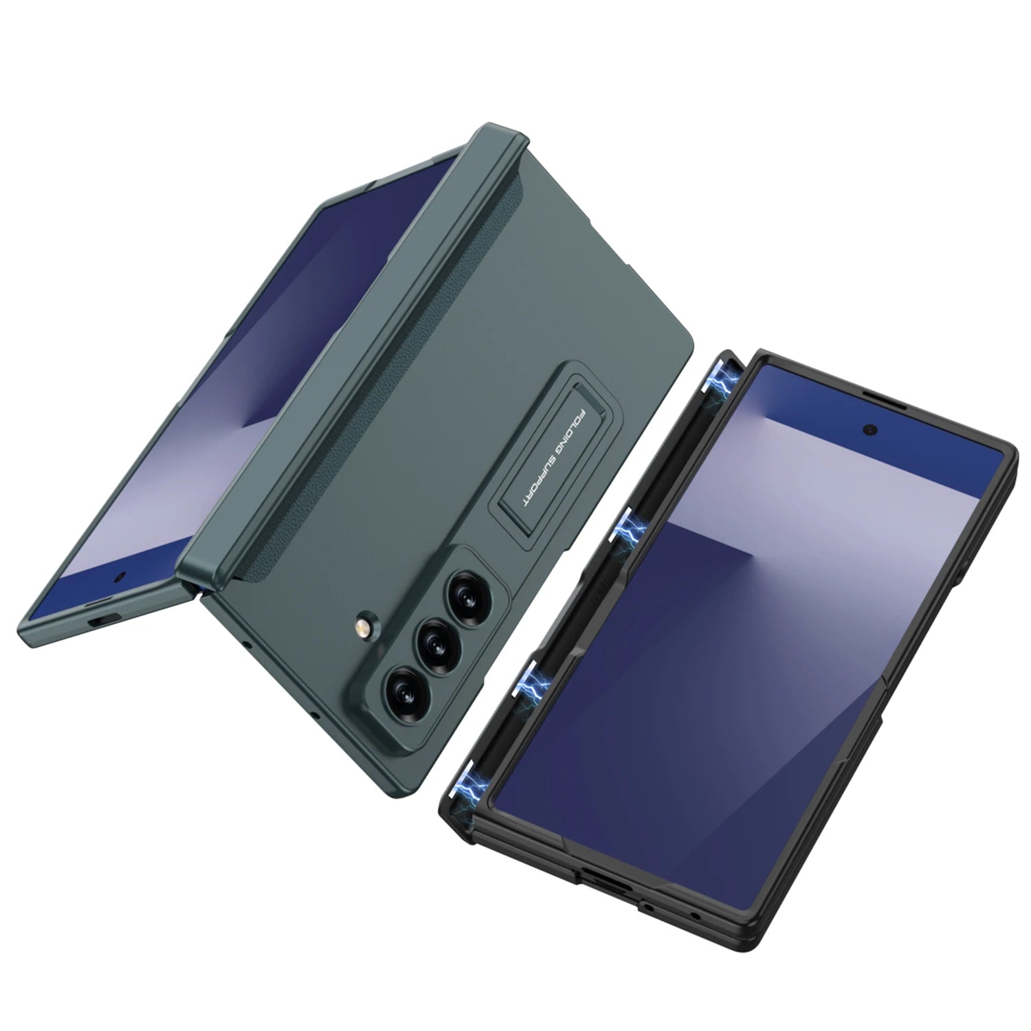 Samsung Galaxy Z Fold7 Shockproof Matte Case with Magnetic Hinge and Built-in Stand