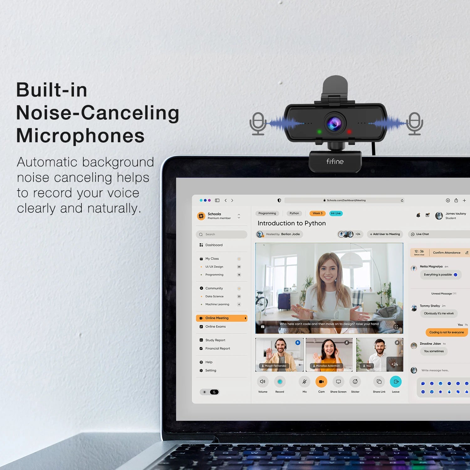 FIFINE K420 1440p Webcam with Built-in Microphone