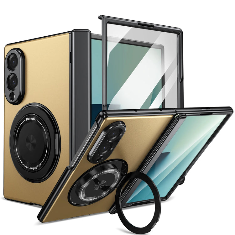 Gold Painted Aluminum Case with 360° Rotating Magnetic Ring Stand for Samsung Galaxy Z Fold 8
