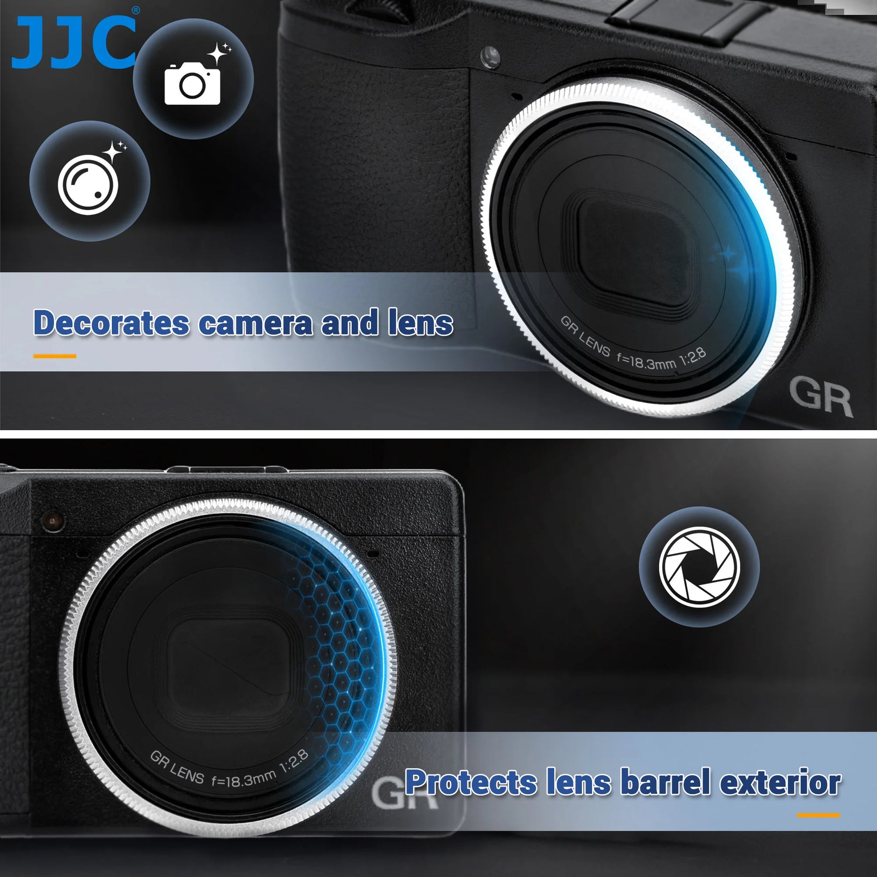 JJC Metal Lens Ring Cap for Ricoh GR III Series Cameras