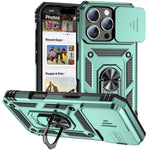 Military-Grade Armor Case with Rotating Ring Stand & Slide Camera Lens for iPhone 15 Series