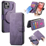 Magnetic Leather Wallet Case with Detachable Card Slot for iPhone 15 Series