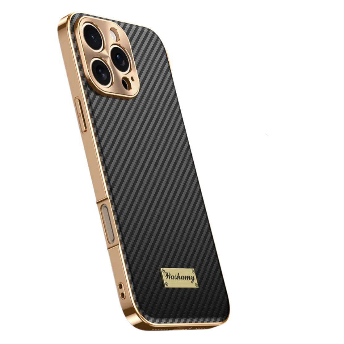 Premium 3D Carbon Fiber Plated Leather Phone Case with Alloy Shockproof Lens Protection for iPhone 16 Series