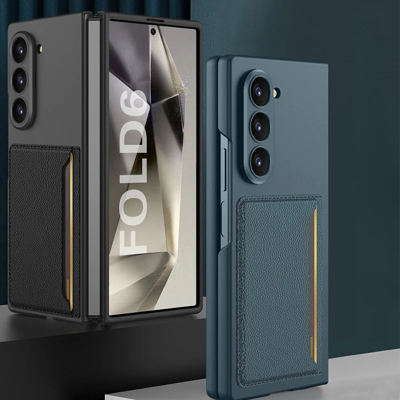 Samsung Galaxy Z Fold 6 Leather Wallet Case with Built In Card Holder