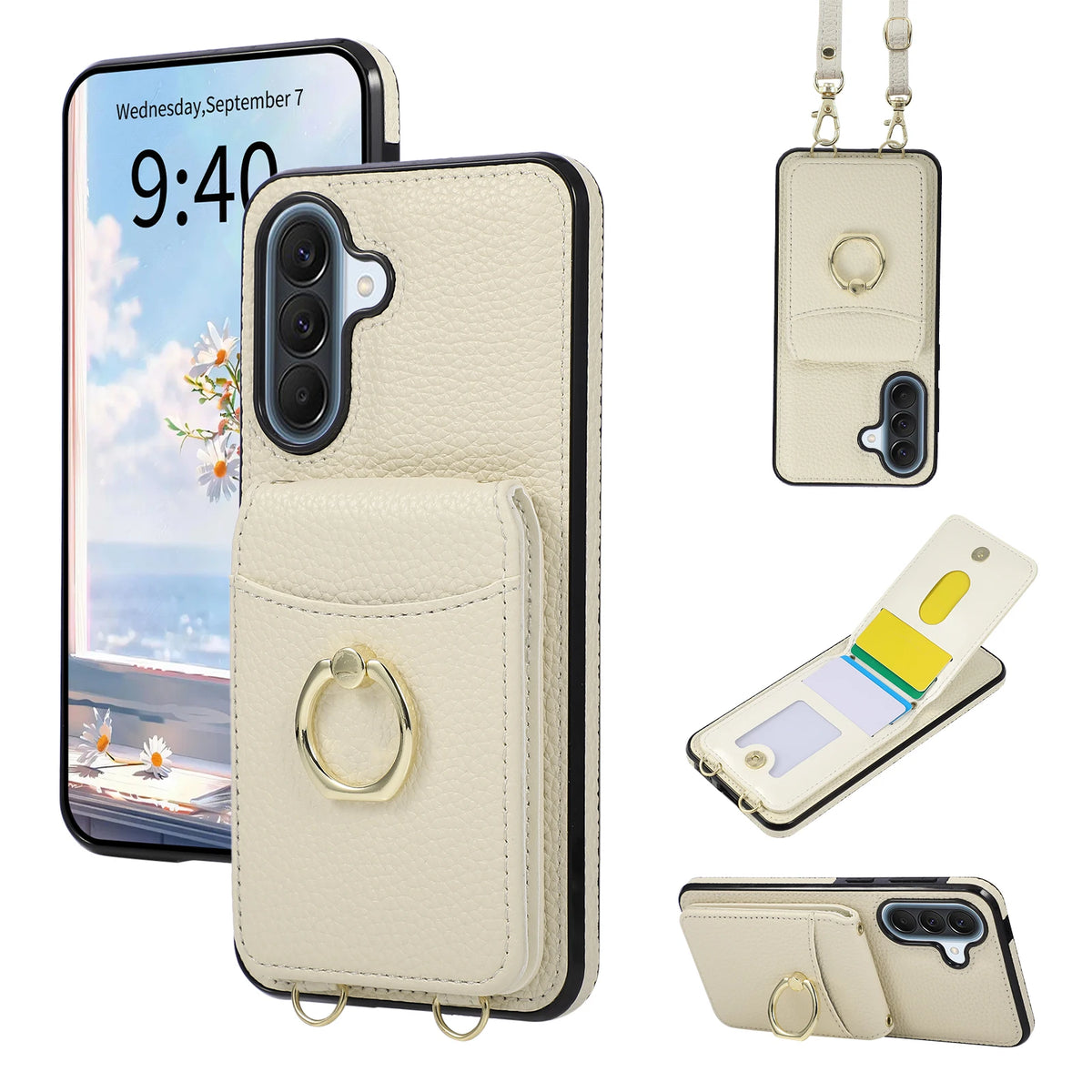 Detachable Dual Lanyard Leather Crossbody Case for Samsung Galaxy A17