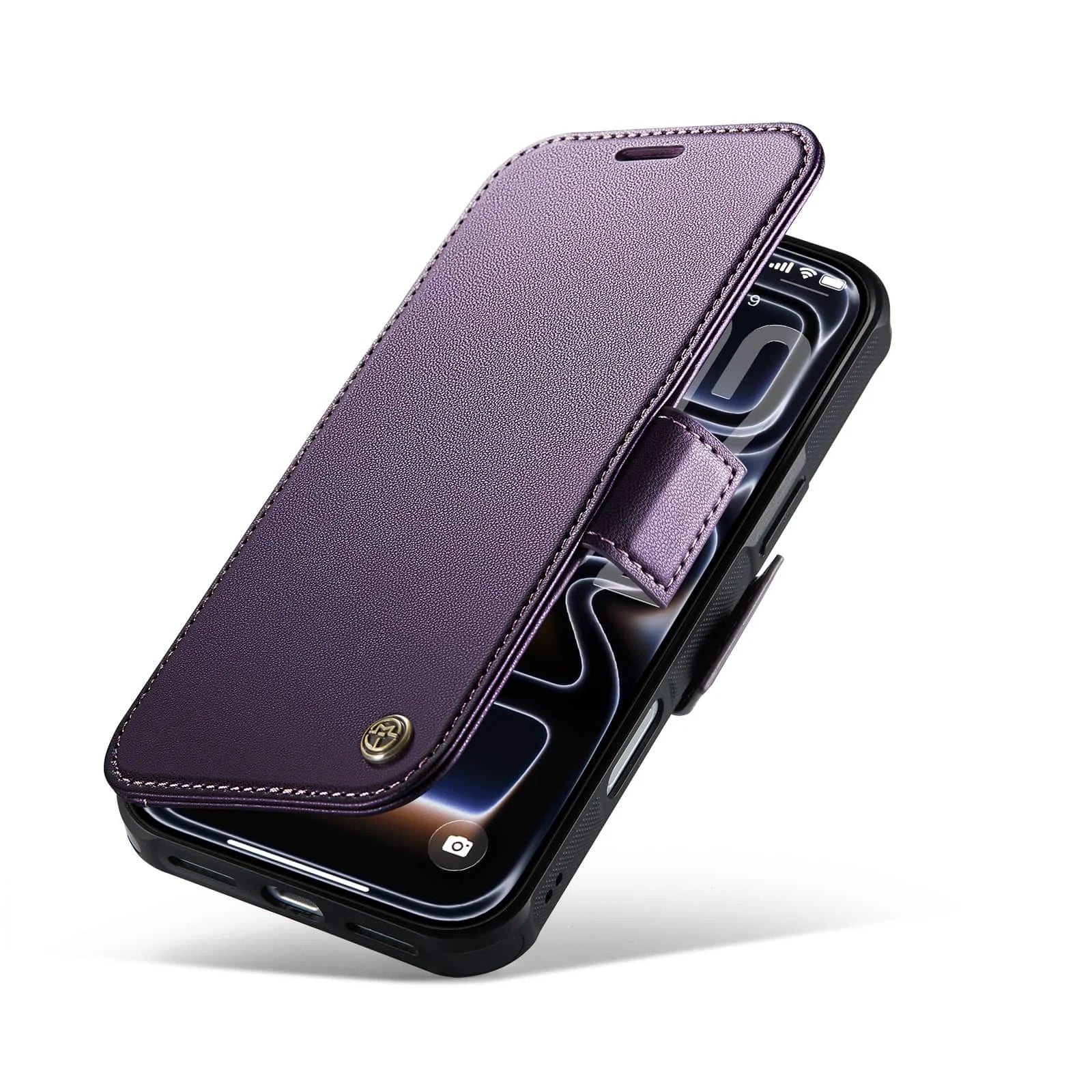 Leather Wallet Case with RFID Blocking Card Slots and Magnetic Flip Cover for iPhone 18 Series