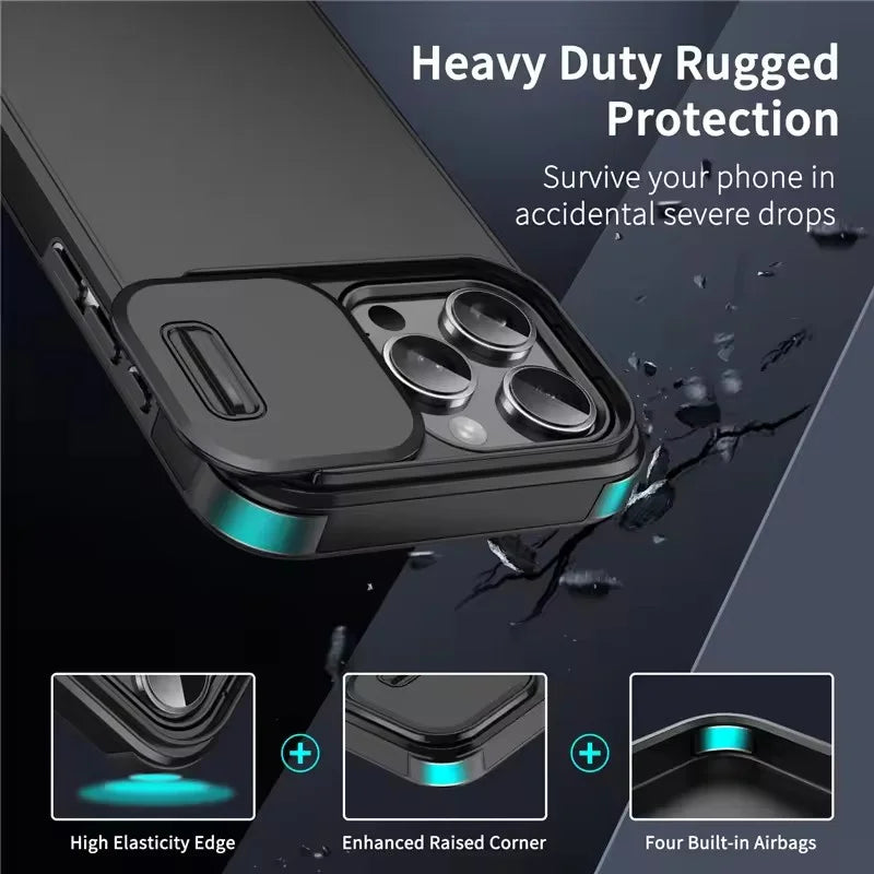 Matte Shockproof Case with Sliding Camera Lens Cover for iPhone 18 Series