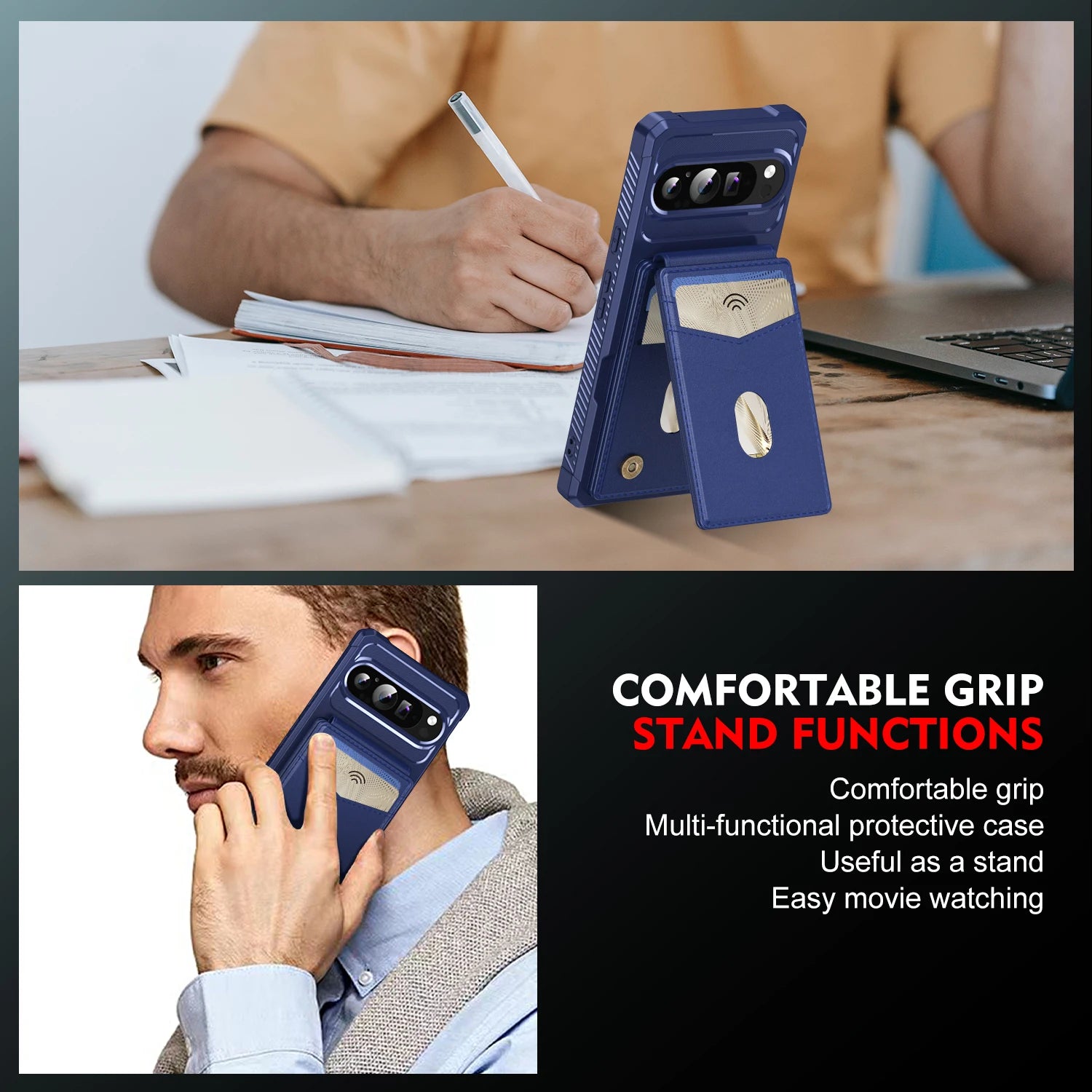 Premium Magnetic Leather Case with Detachable Card Holder for Google Pixel 9 Series