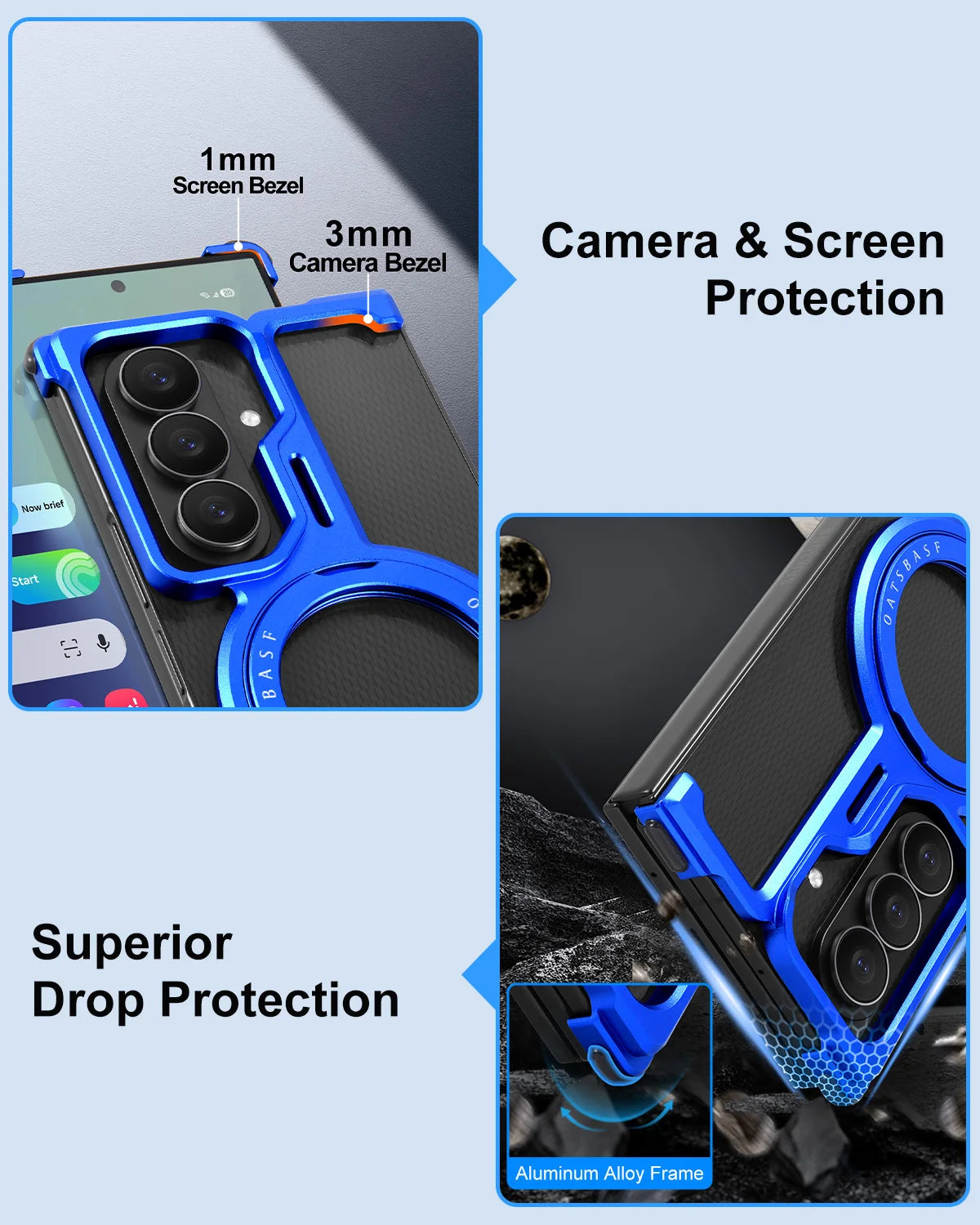 Samsung Galaxy Z TriFold Metal Frameless Case with 360° Rotating Stand