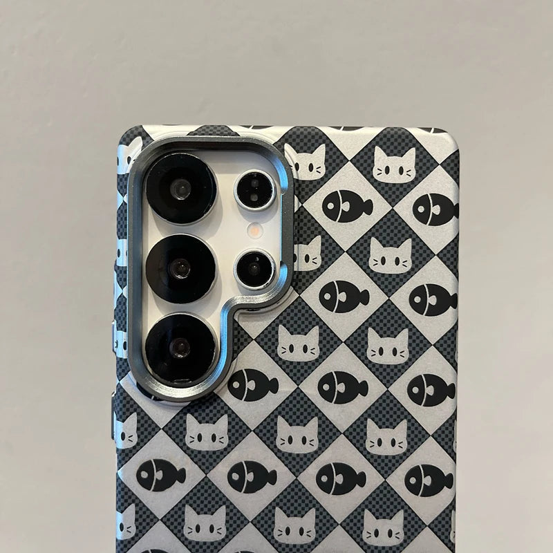 Adorable Cartoon Cat & Fish Magnetic Case for Samsung Galaxy S25 Ultra