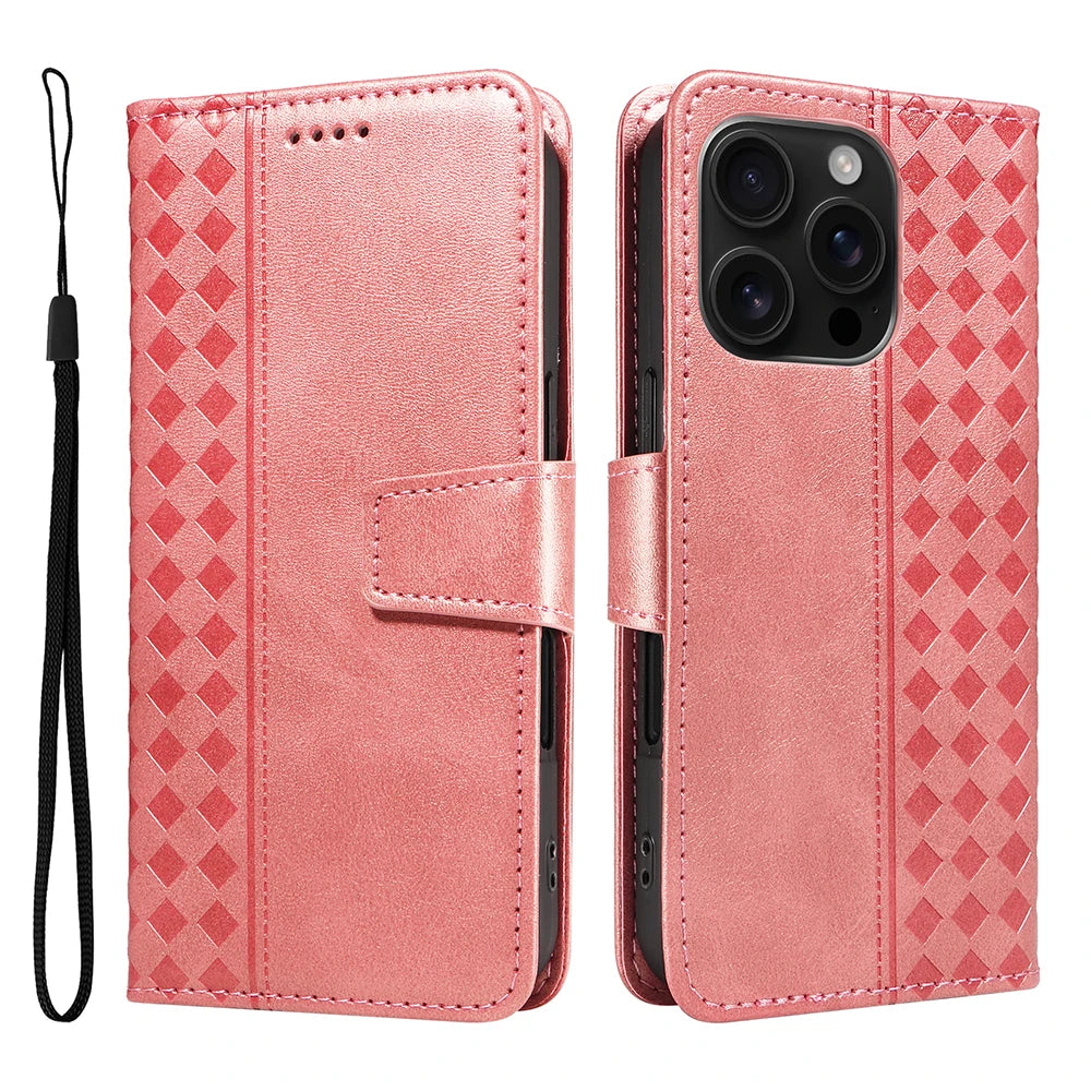 iPhone 16 Series Flip Leather Wallet Case with Kickstand