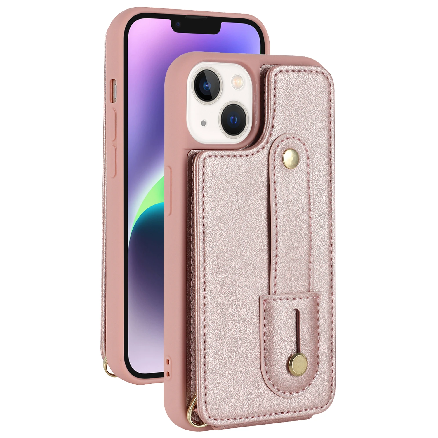 Crossbody Wristband Wallet Leather Card Slot Case for iPhone 15 Series