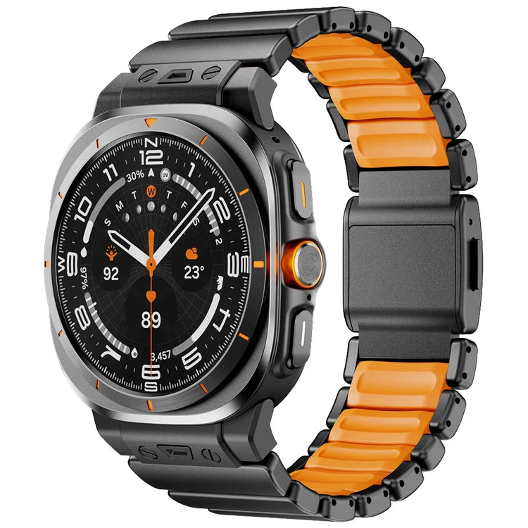Stainless Steel Silicone Link Bracelet with Magnetic Snap for Samsung Galaxy Watch Ultra