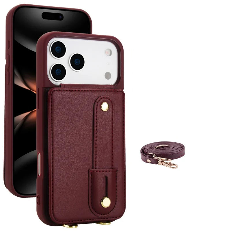 Premium PU Leather Stand Wallet Case for iPhone 17 Series