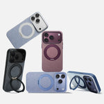 Canvas Weave MagSafe Case with 360° Rotating Ring Stand for iPhone 18 Series