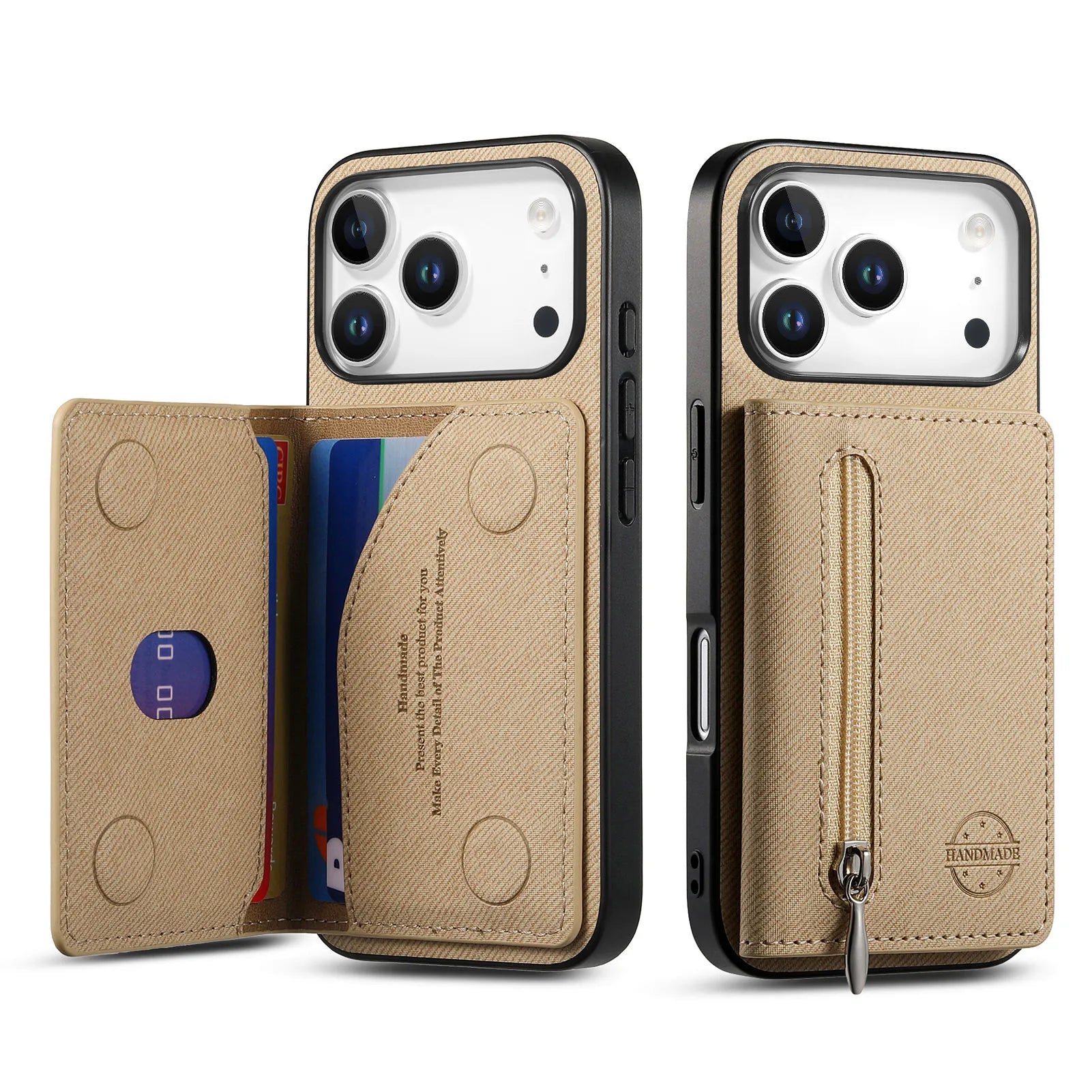 Vintage Cowboy Style Leather Phone Case with Zipper & Magnetic Card Holder for iPhone 17 Series
