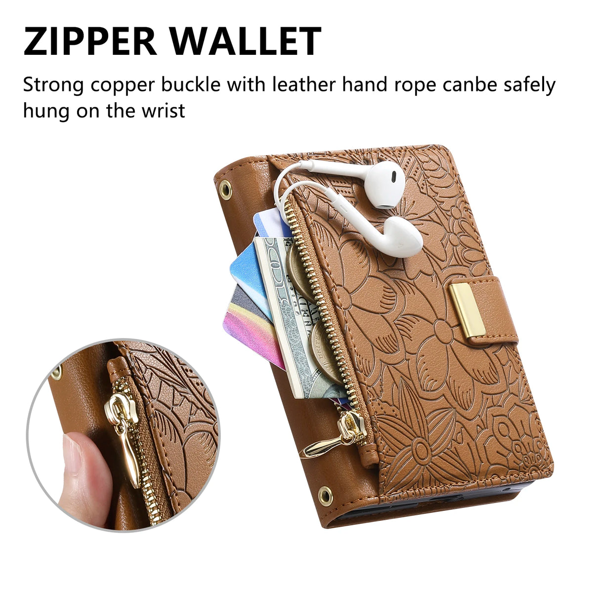 Leather Flip Wallet Case with Adjustable Kickstand for Samsung Galaxy Z Fold 8