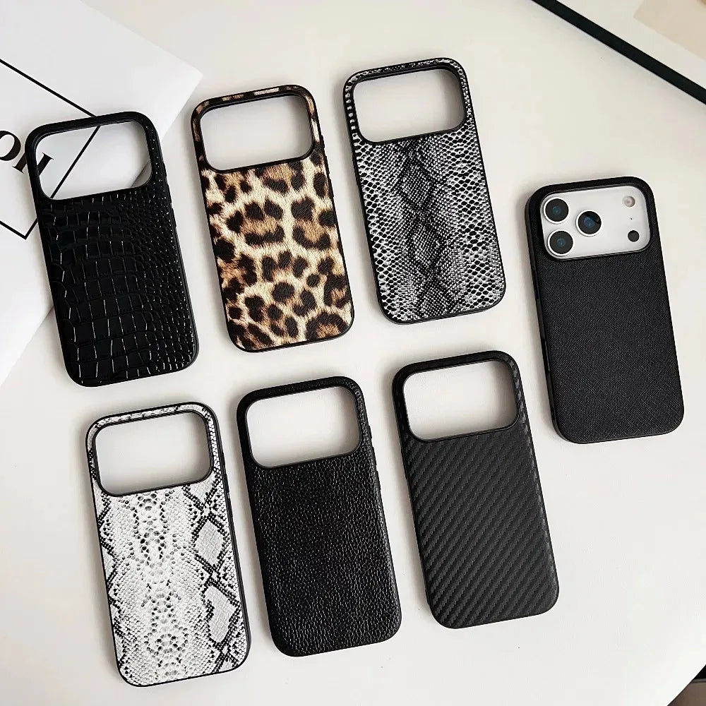 Shockproof PU Leather Case with Raised Camera Protection for iPhone 17 Series