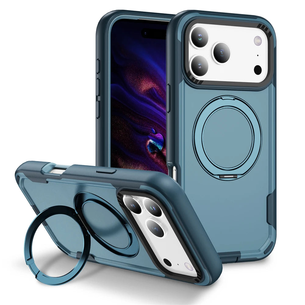 Shockproof Luxury Matte MagSafe Case with Ring Holder for iPhone 17 Series