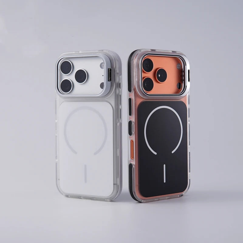iPhone 17 Series Anti-Fall MagSafe Case with Metal Camera Frame & Stand