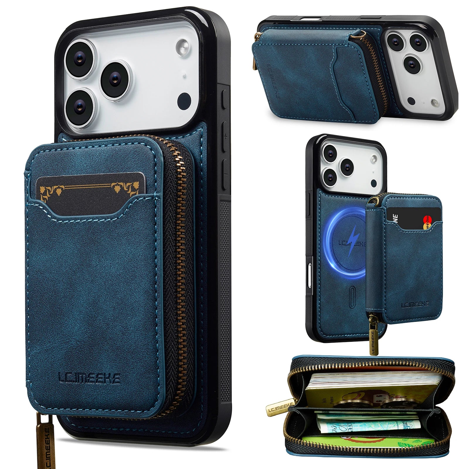 Premium Detachable MagSafe Case with Zipper Storage for iPhone 17 Series