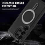 PU Leather & Silicone Ring Stand Magnetic Case for Samsung Galaxy S25 Series