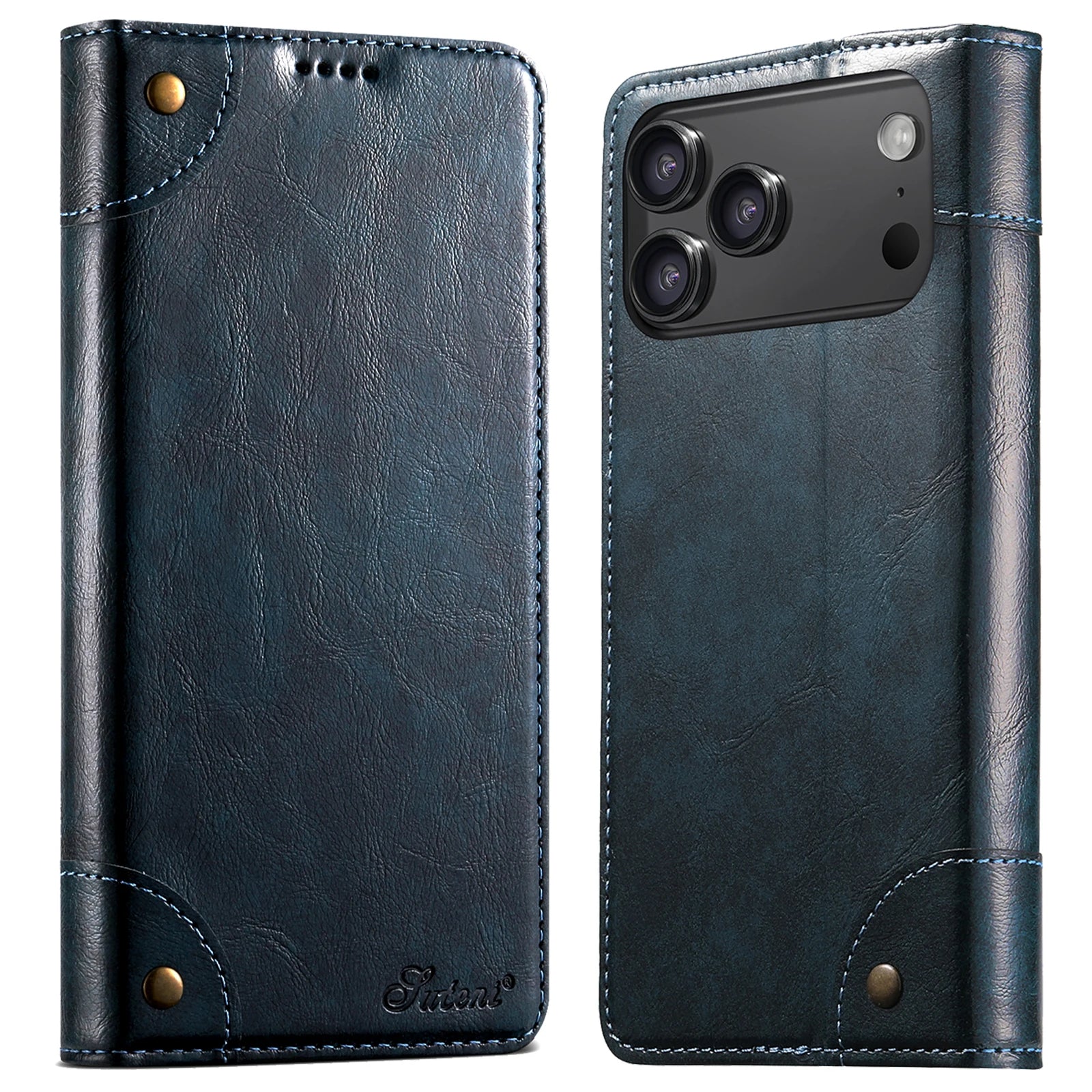Premium Leather Flip Wallet Case with Card Slot for iPhone 17 Series
