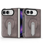 Faux Leather MagSafe Kickstand Case with 360° Rotating Stand for iPhone Duo