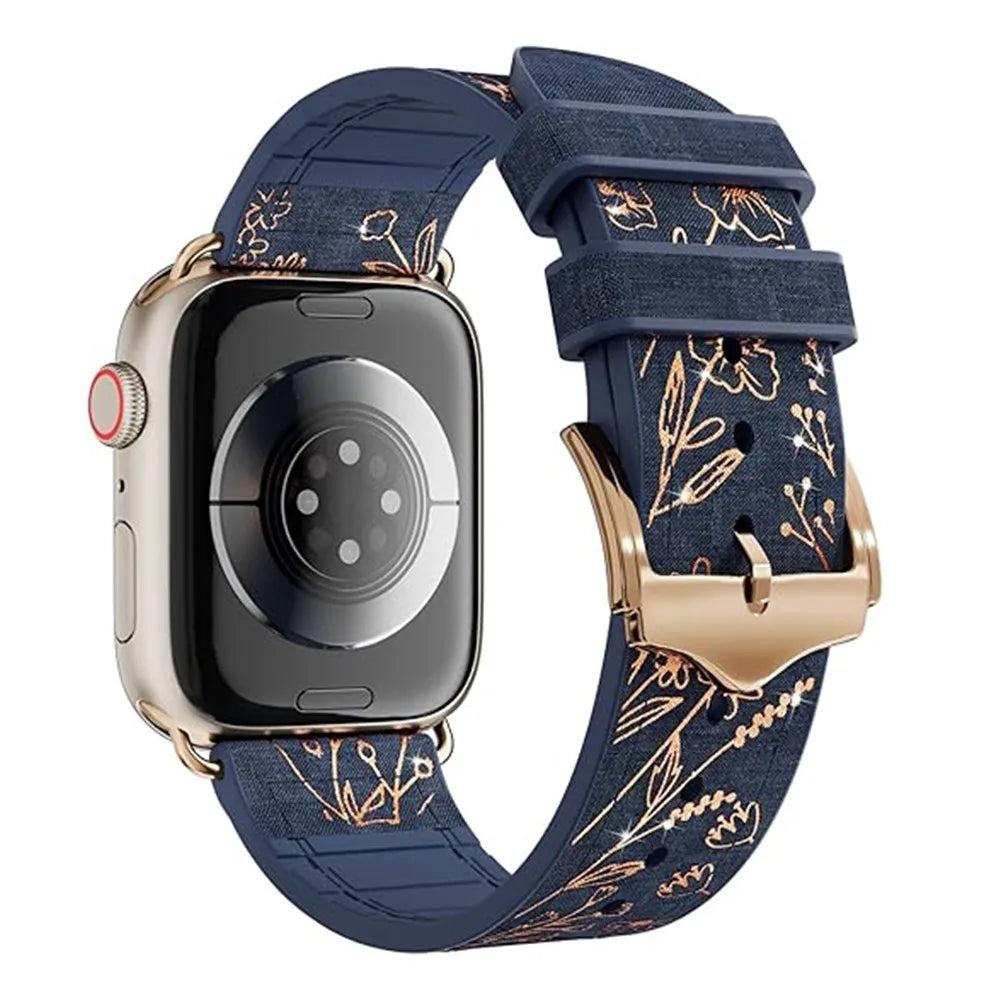 Elegant Glossy Floral Strap for Apple Watch
