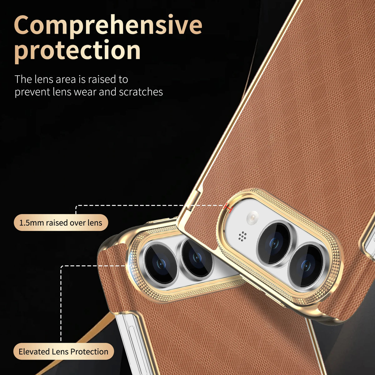 Leather Hinge Protection Case with Raised Camera Ring for iPhone Duo