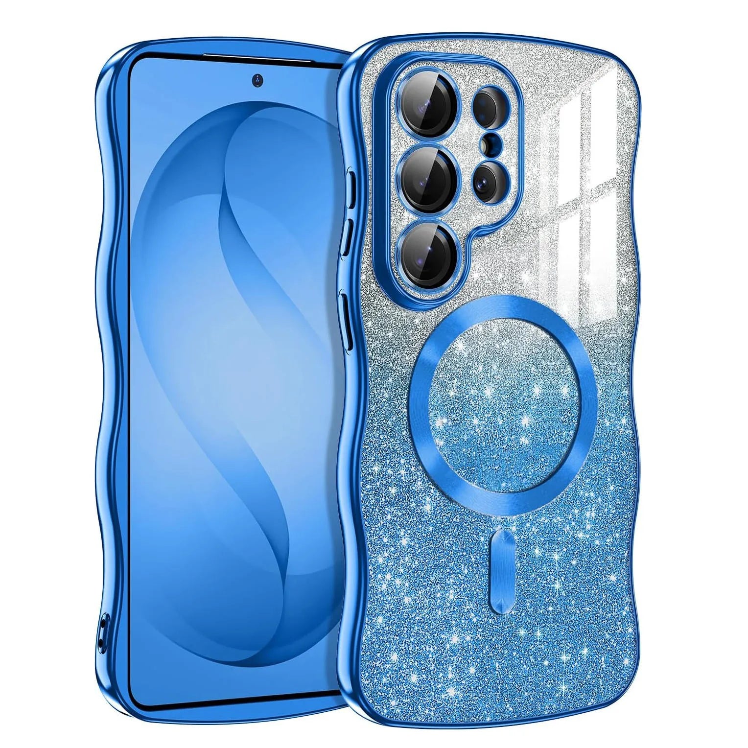 Glitter Wave Frame Magnetic TPU Case for Samsung Galaxy S26 Series