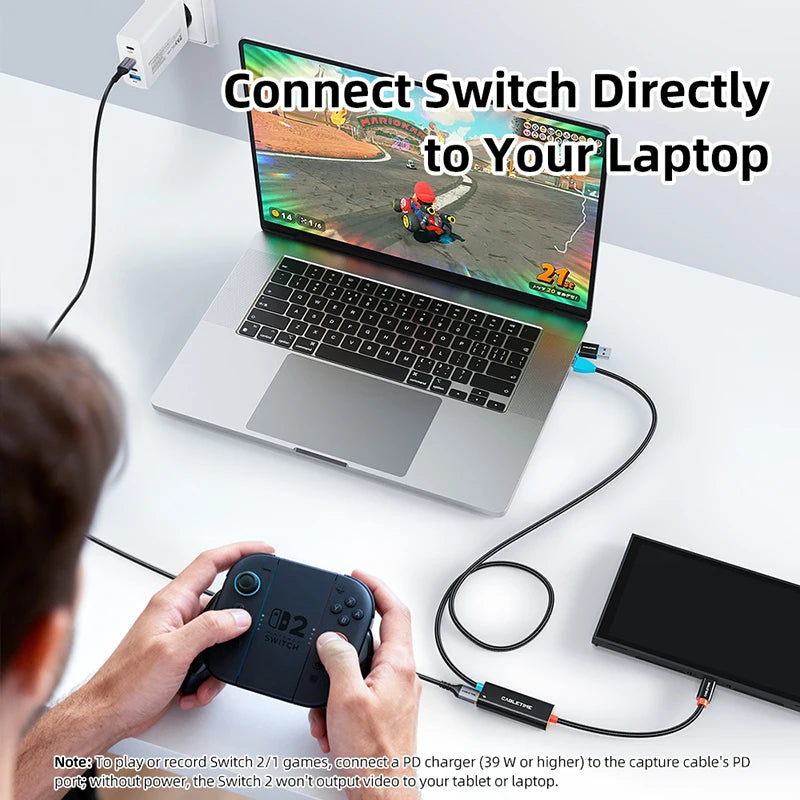 CABLETIME USB 3.0 Video Capture Cable with 100W PD Power Delivery