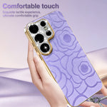 Diamond Large Window Camellia Flower Texture Phone Case For Samsung Galaxy S26 Series Shockproof Matte Cover