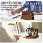 Leather Flip Wallet Case with U-Shaped Magnetic Buckle for iPhone Duo